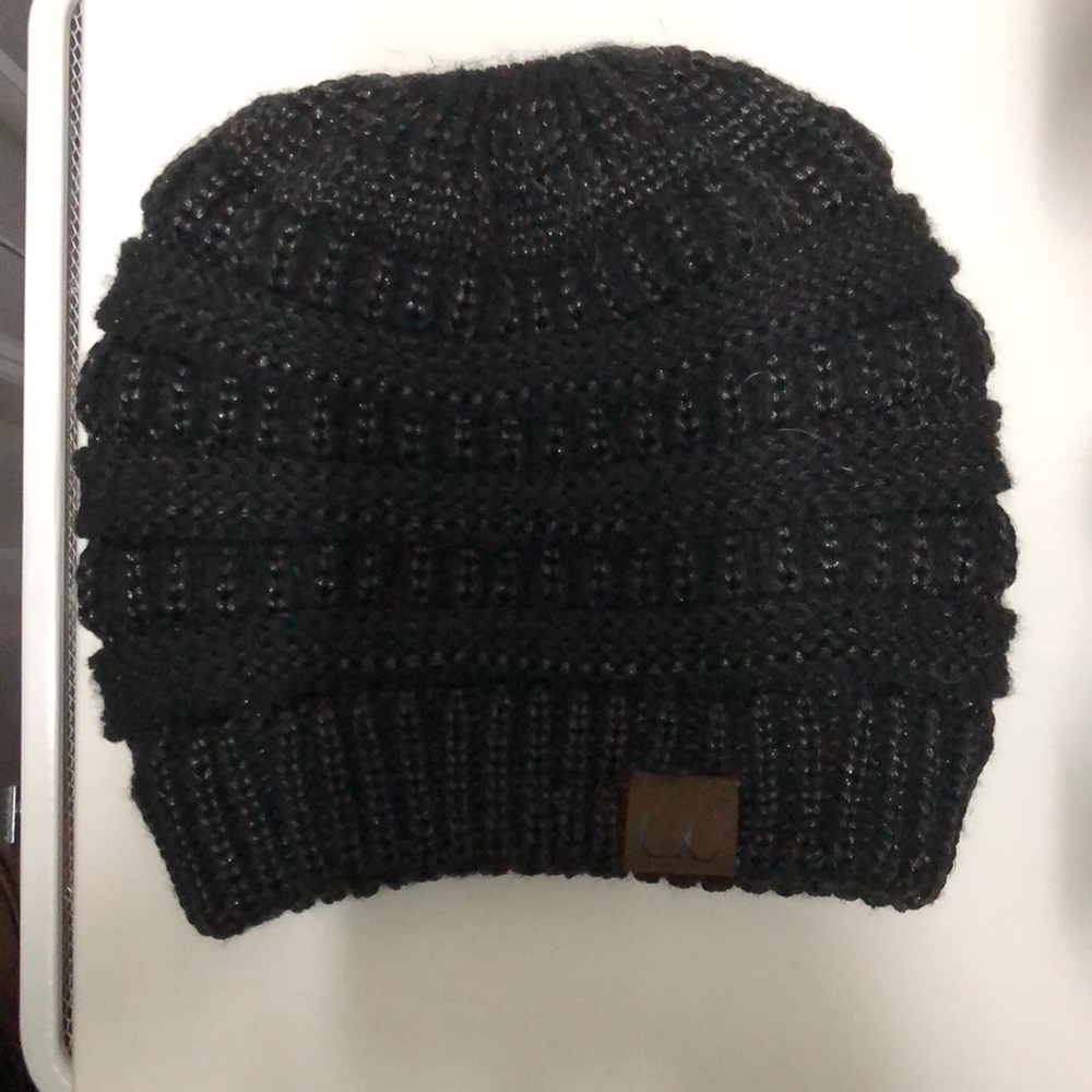 C.C beanie with messy bun/ ponytail hole